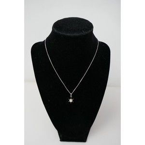 GM 925 Sterling Silver Italy Box Chain 16" Necklace with Pearl Pendant